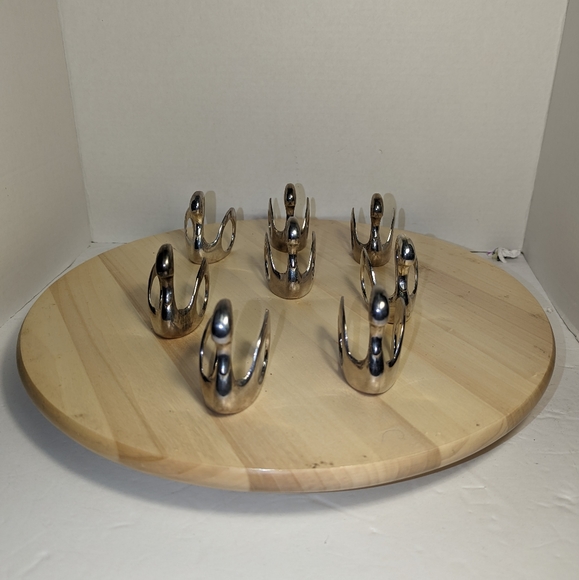 Vtg Silver Plated Swan Napkin Rings 8 - Picture 4 of 5